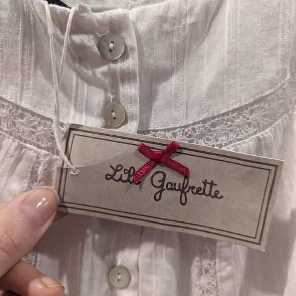 NWT Lili Gaufrette Girls Size 4 White Cotton Summer Dress with Button Back - Picture 4 of 6